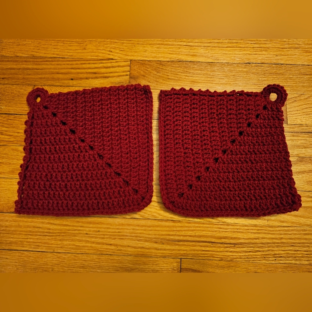Handmade Red Crochet Pot Holders